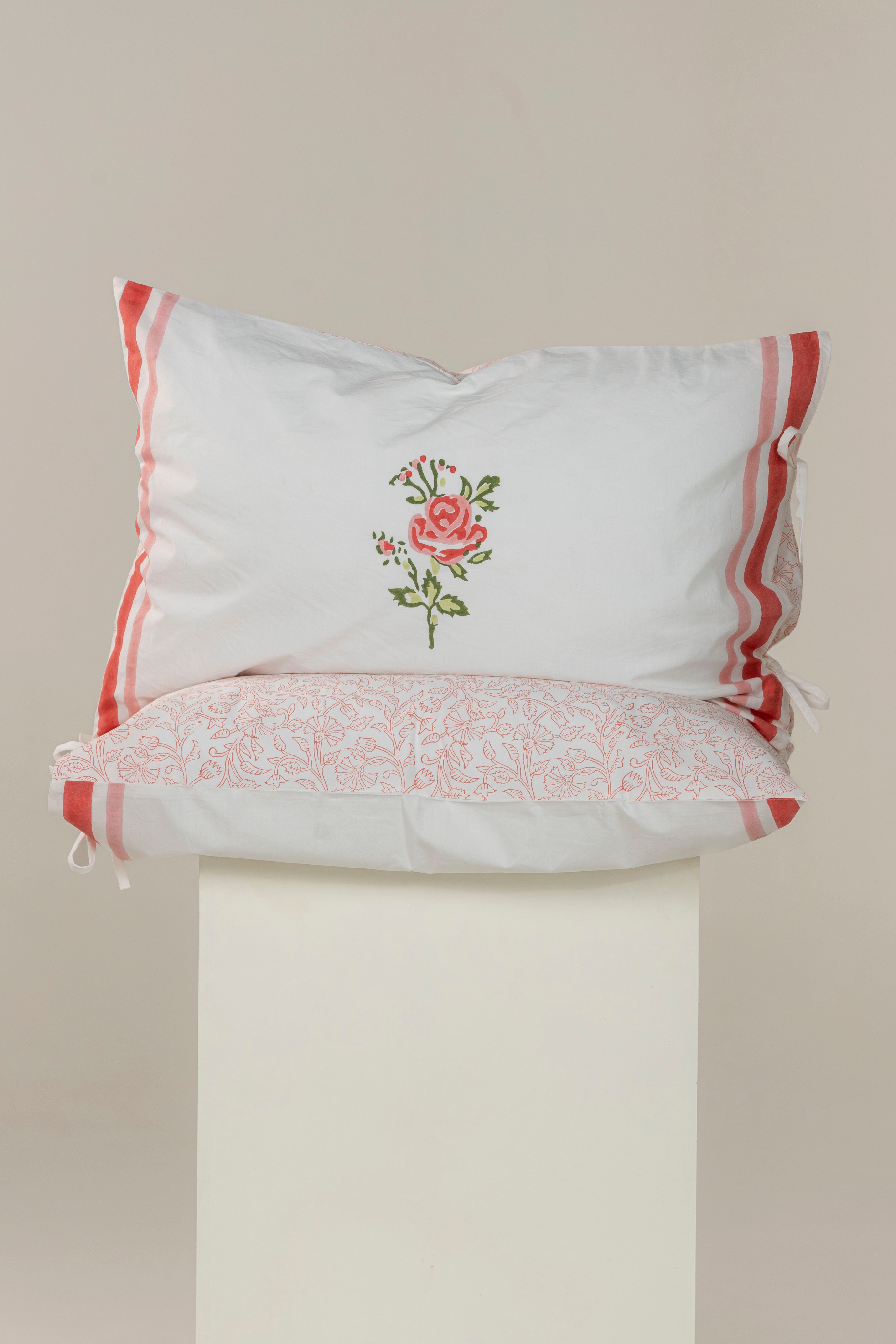 זוג ציפיות ״ורד״ כותנת פרקל | בעבודת יד