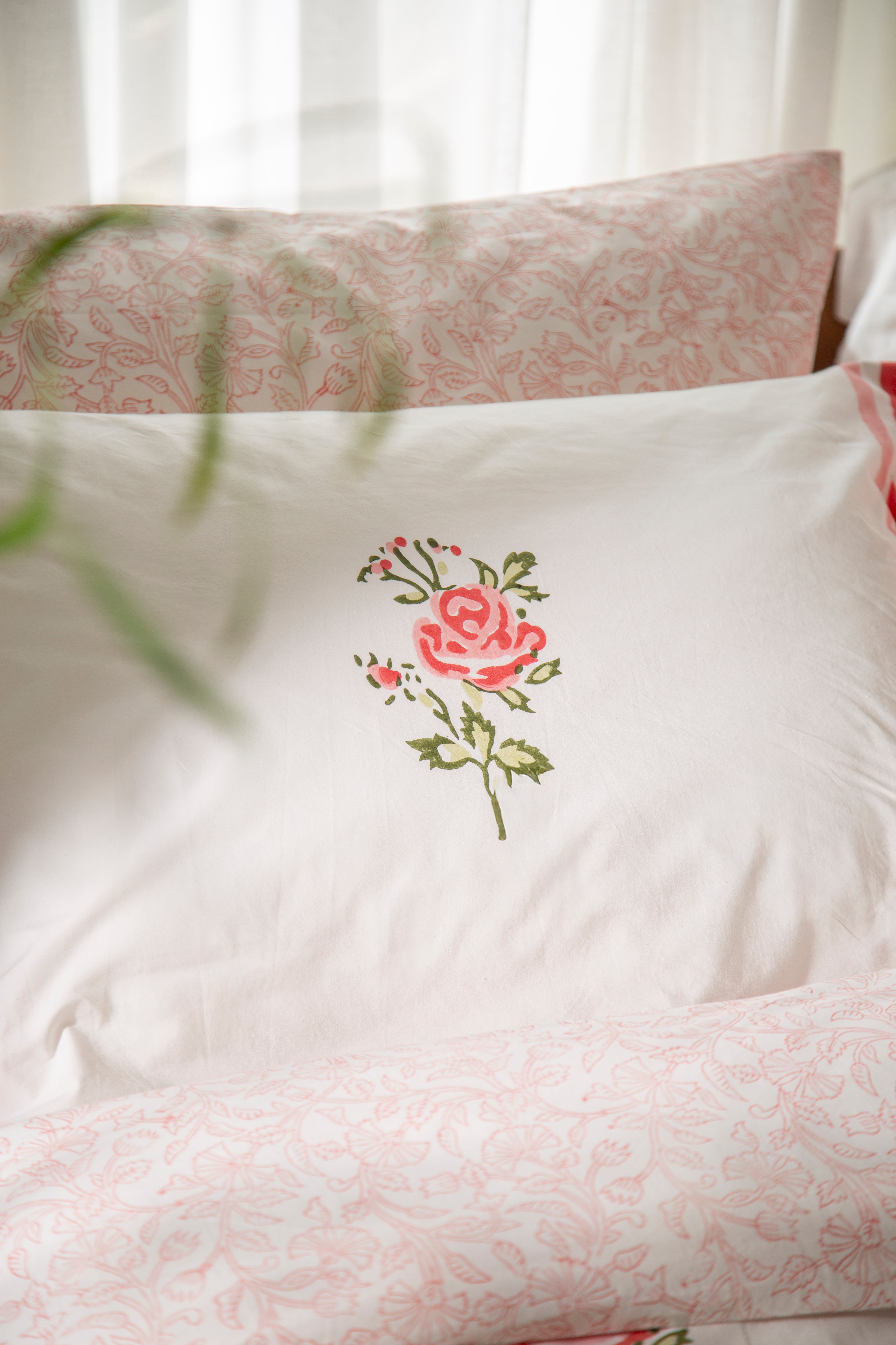 זוג ציפיות ״ורד״ כותנת פרקל | בעבודת יד