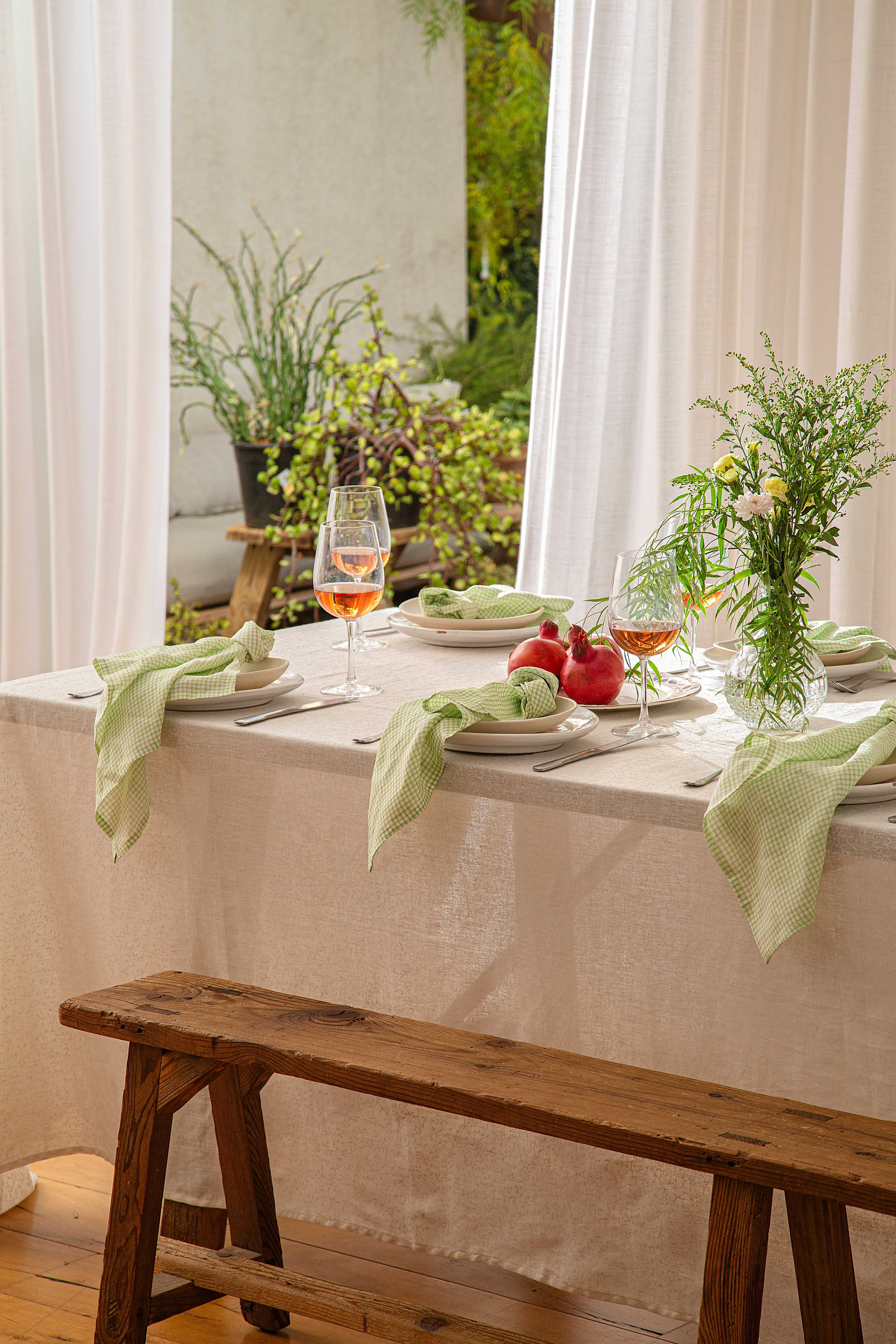 זוג מפיות פשתן משובצות | בעבודת יד