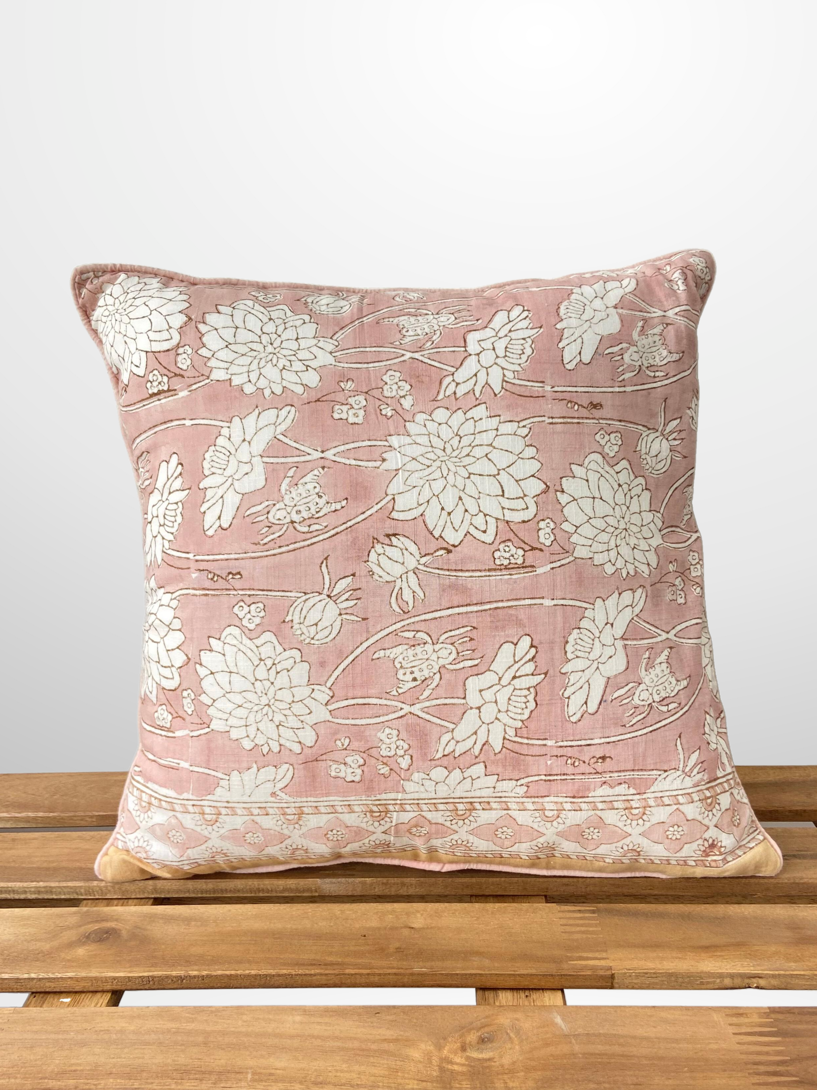 Handprinted Throw Pillow Iris - Rangoli