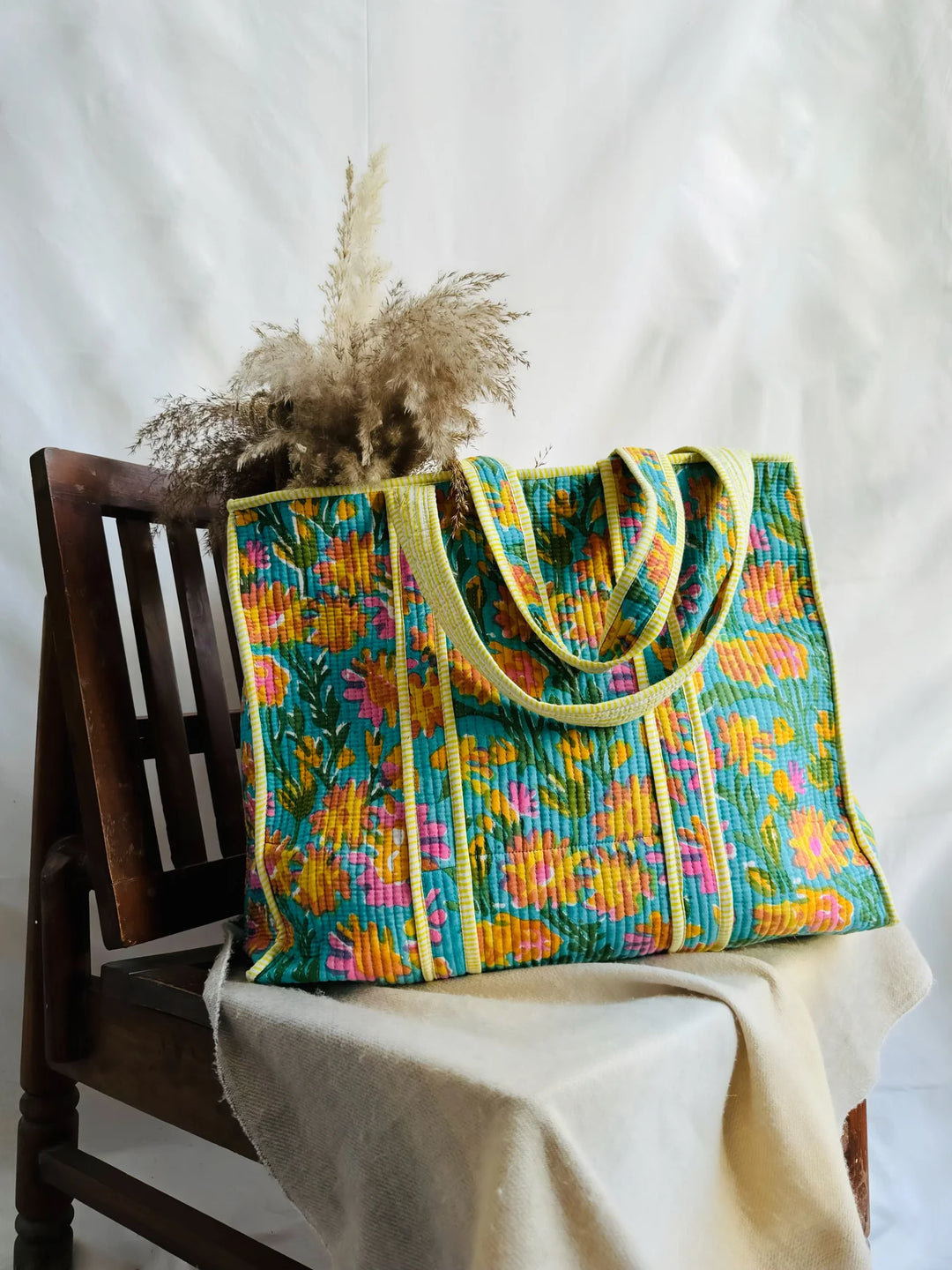 Cotton Blockprint Tote Bag Lily